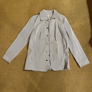 Chicos blue and white pinstripe button up size 1